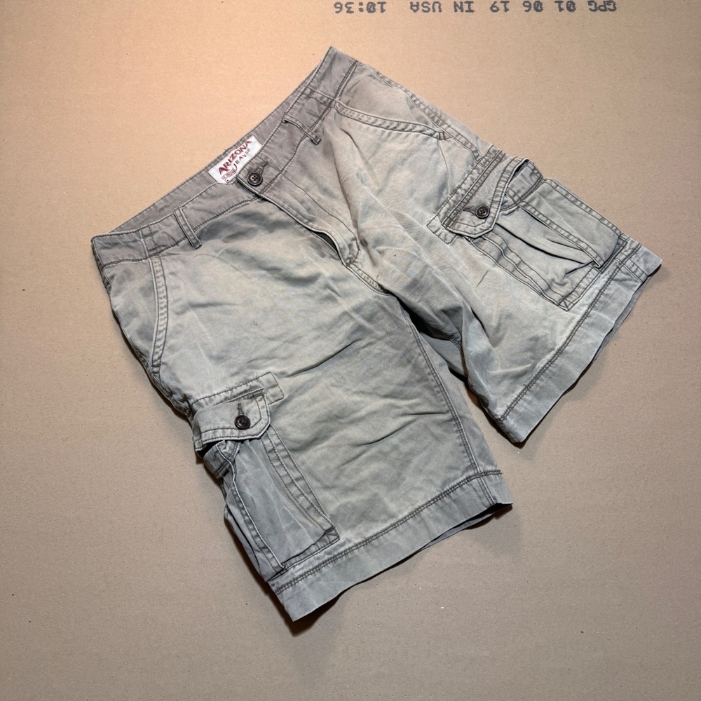 Arizona Jean Co Cargo Shorts 32 Grey Excellent Cotton Utility Pockets